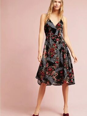 Anthropologie - Floral Burnout Slip Dress